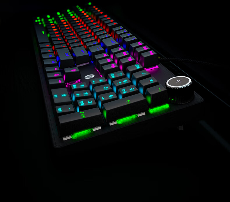 HP K10G-104 Key Blue Switch Mechanical Keyboard Wired High Aesthetic Value Ice Blue Gaming Keyboard E-Sports Internet Cafe Metal Panel Full Key Anti-Ghosting Hot-Swappable 7