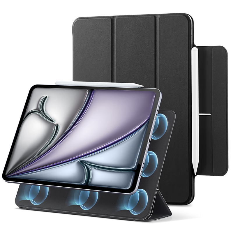 ESR Compatible with IPad Air 13-Inch Case, 2026 New Air 8/7/6 Magnetic Double-Sided Clip M4/3/2 Chip Universal 20-22 Version Pro 12.9 Apple Tablet Case Black