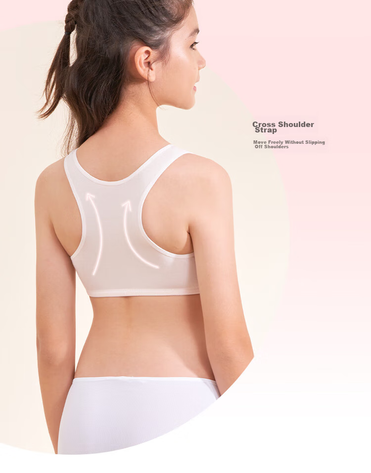 AIMER JUNIOR Bra First Stage Vest-Style Sports Bra, Girls' Development Vest, Mesh Fabric AJ1158591 White 150 5