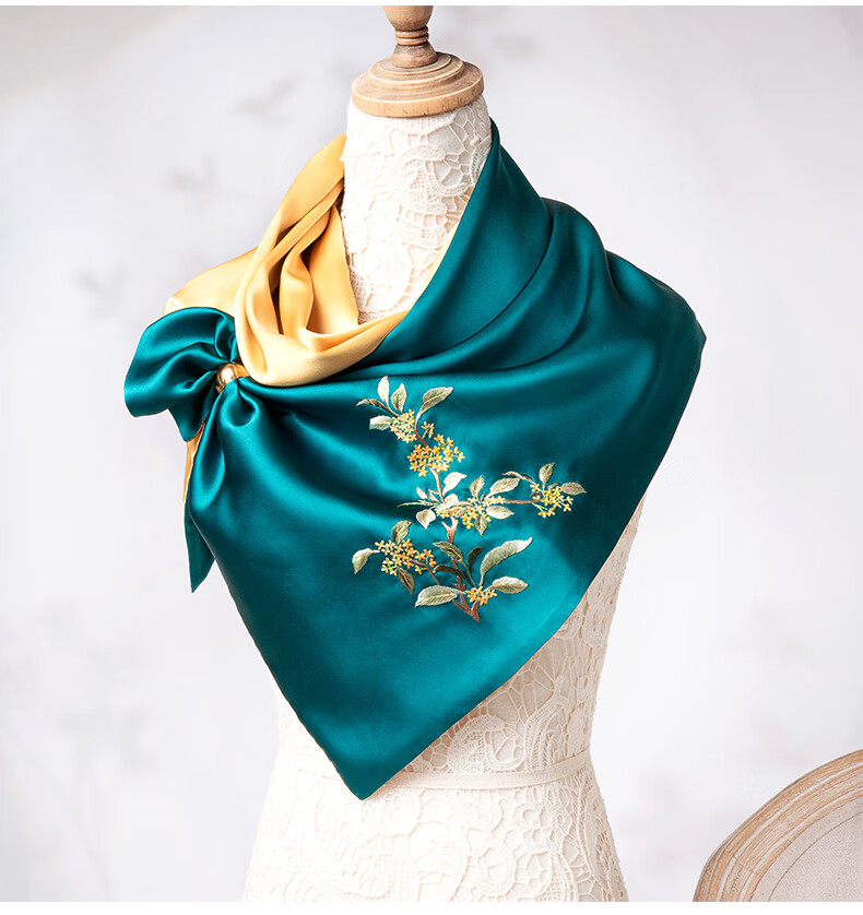 Zhijinlou Suzhou Embroidery Silk Scarf for Women, Chinese Style Business Gift, Mulberry Silk Handmade Embroidered Scarf, Bookmark Pen Set, Birthday Present 14
