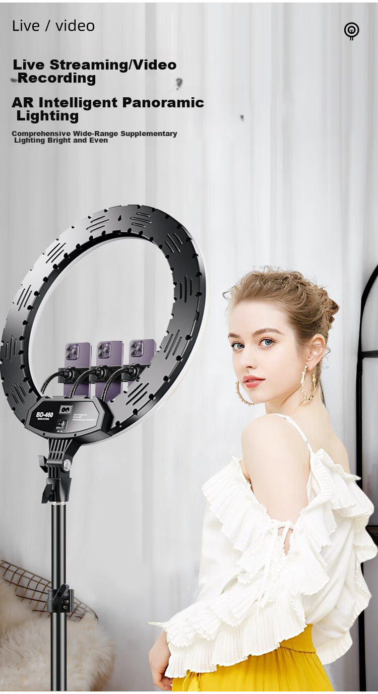 LATZZ 45cm Live Streaming Fill Light, LED Ring Photography Light, Dual Color Temperature Beauty Light, Large Aperture Soft Light, Popular Streamer Special, Outdoor Camera Phone Live Streaming Studio Lighting 6