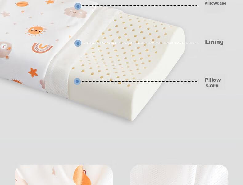 MERCURY Kids Children's Antibacterial Thai Latex Pillow (Stage 3), 30cm×50cm×5cm/7cm, Infant Class A 19