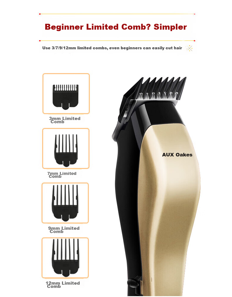 AUX Hair Clipper, Adult Hair Trimmer, Electric Scissors, Home Use Hair Cutter with Cord, Electric Shaver, Hair Cutting Tool, Self-Service Hair Trimmer for Short Hair 5