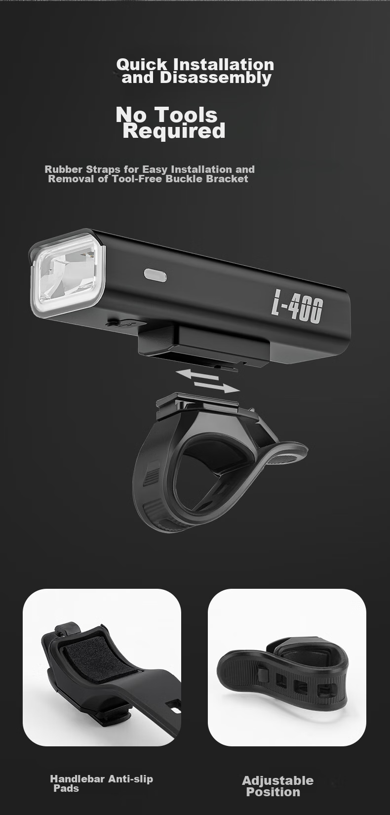 Tasiduizhang Bicycle Light, Road Bike Night Riding Front Light, Mountain Bike High-Intensity Flashlight, Cycling Equipment, 200 Lumens 9