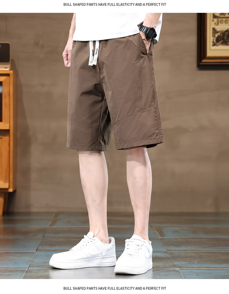 JEEP Ice Silk Quick-Dry Men's Casual Shorts, Loose-Fitting Cargo Five-Point Pants for Men, Summer 2026 Mid-Length Shorts 12