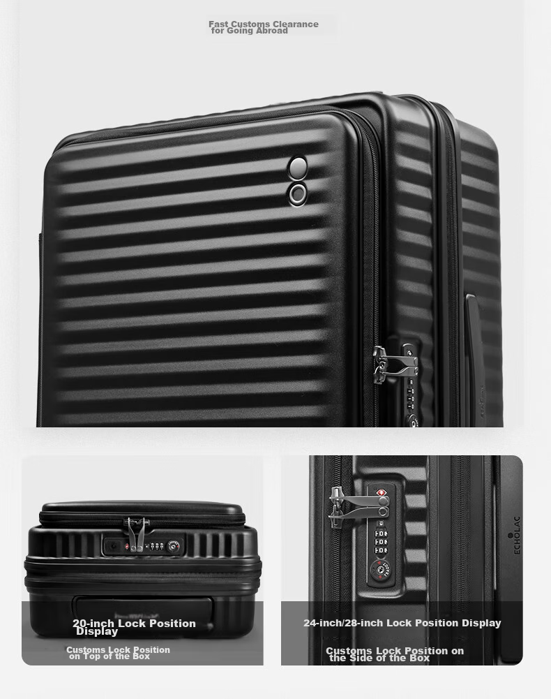 Echolac Front-Opening Luggage, Expandable Trolley Case, High-Quality TSA Travel Suitcase PC183F, 20 Inches, Milk Tea Gray 12