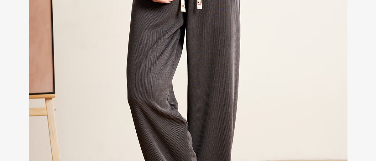 Halo Queen Women's Casual Pants, Spring And Autumn Drawstring Loose Wide-Leg Trousers, Fashionable Slimming Straight-Leg Pants H13QK5970 3
