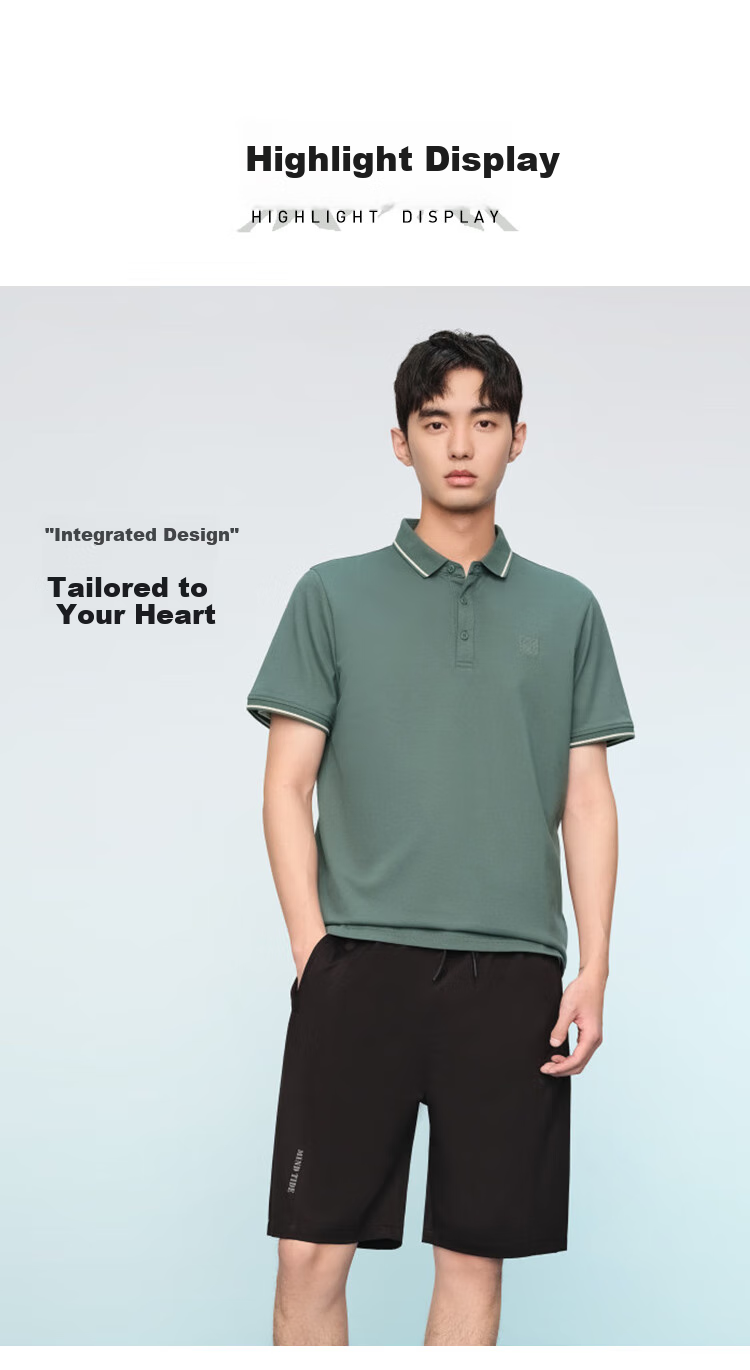 HLA [Brand Exclusive] Men's Short-Sleeve Polo Shirt, Three Kingdoms Cool-Touch Design for Summer Wear 3