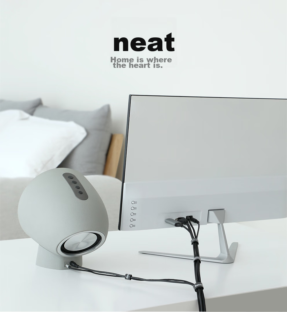 Baseus Computer Cable Management Strap with Velcro, Cable Organizer And Tidy Cable Wrap, Adhesive Nylon Hook Power Cord Cable Tie, Black 3 Meters 4