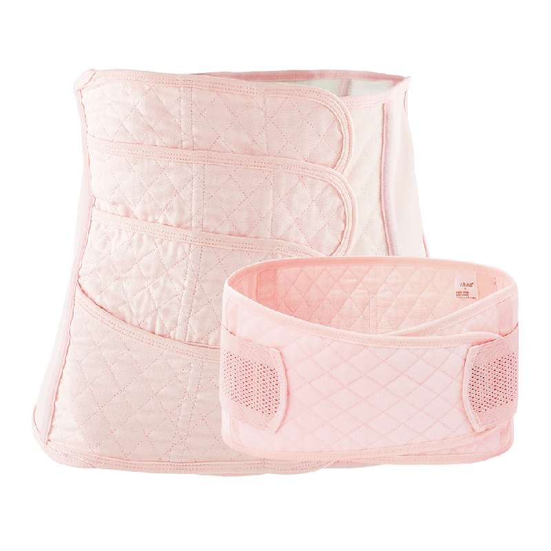 Shiyuejiejing Postpartum Belly Wrap, Shaping Band for Natural Delivery And C-Section, Gauze Waist Trainer (Belly Wrap + Pelvic Belt), Pink, XL