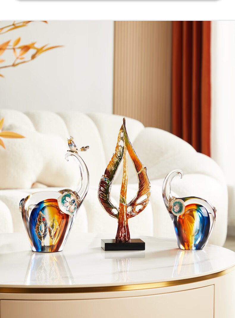Nuoshiman High-End Enamel Colorful Elephant Figurines, Pair of Decorative Ornaments for Living Room, Entryway, TV Cabinet, Wedding And Housewarming Gifts 15