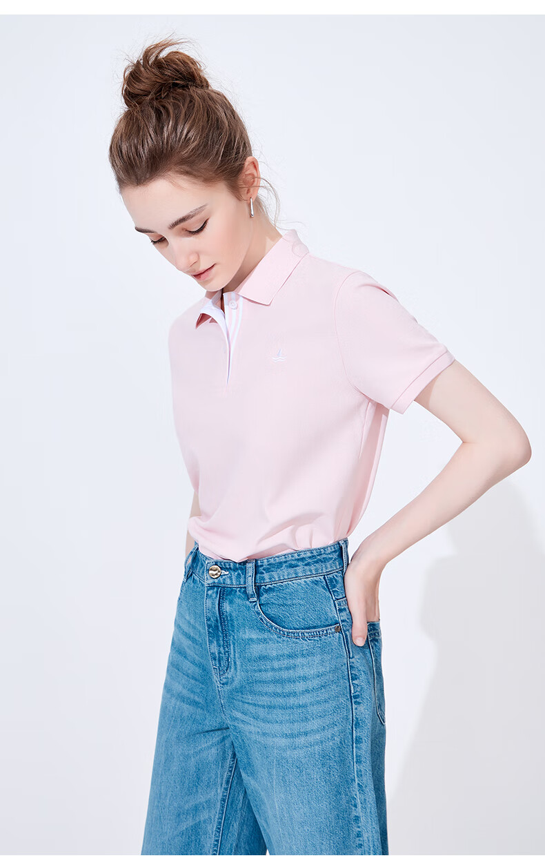 Navigare Women's Casual Commuter Polo Collar Short-Sleeve T-Shirt 2325524509 12