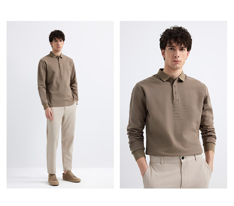 Judger 【7A Antibacterial】Men's Pure Cotton Long Sleeve Polo Shirt 2025 Spring New Lapel T-Shirt Business Casual Menswear 5
