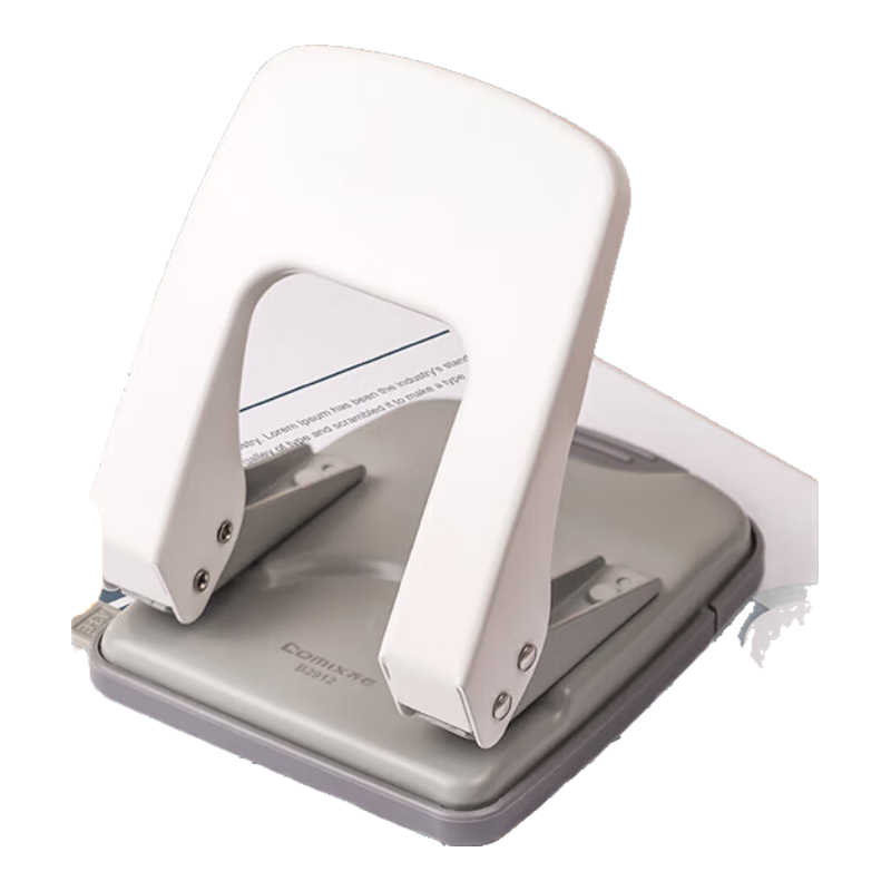 COMIX Two-Hole Puncher, 6mm Diameter, 35 Sheets Capacity, with Positioning Ruler, Model B2912 White