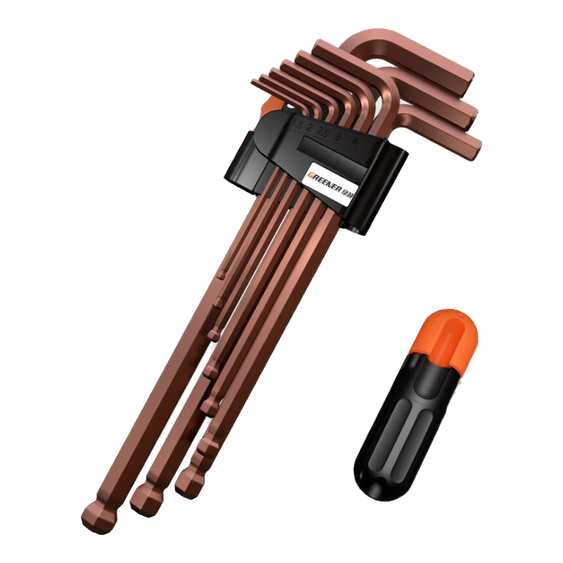 GREENER High-Hardness S2 Material Extra-Long Ball-End Hex Key Set for Home Use And Hexagonal Screwdriver