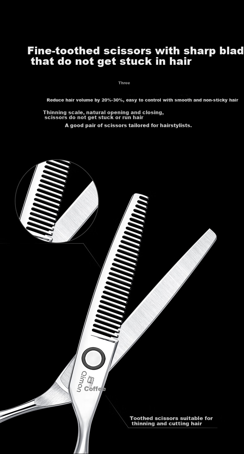 Qiman Professional Hair Cutting Scissors, Hair Trimming Scissors, Bangs Scissors, Straight Scissors, Sideburn Scissors, Salon And Home Use Thinning Scissors, Complete Set of Hair Cutting Tools QM06 Set 5