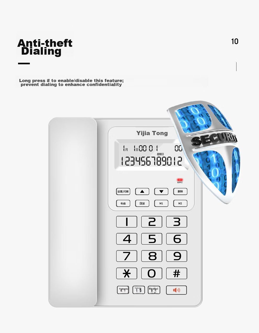 Yijiatong Office Telephone T60, Home Landline, Stylish Business Office Caller ID, for Office/home/business Use, White with Dual Interfaces 15