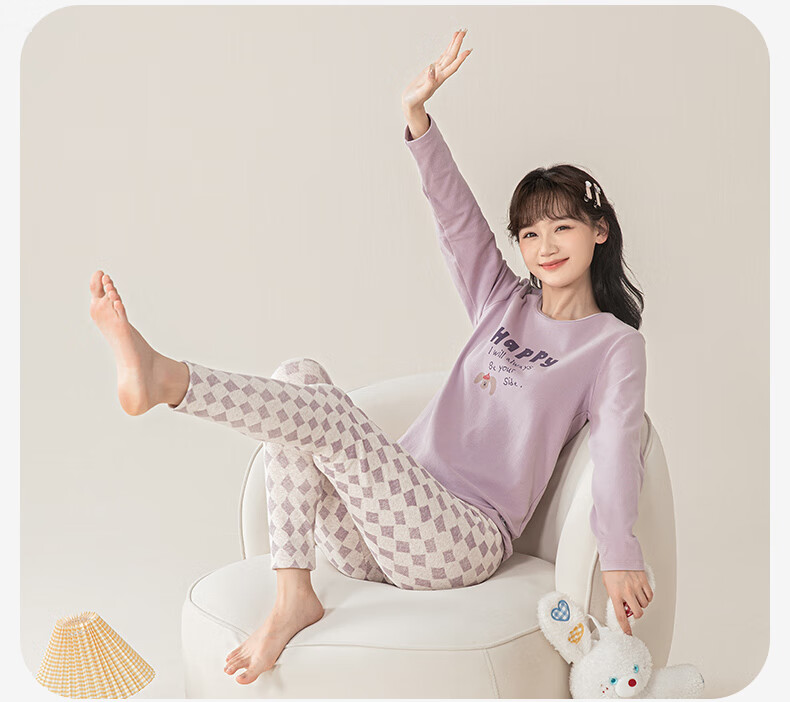 YING BO LUN Girls' Underwear Set, Warm Girls' Autumn Clothes And Pants, Female Student Pajamas, 80834 Color Spinning Pink, Size 165 25