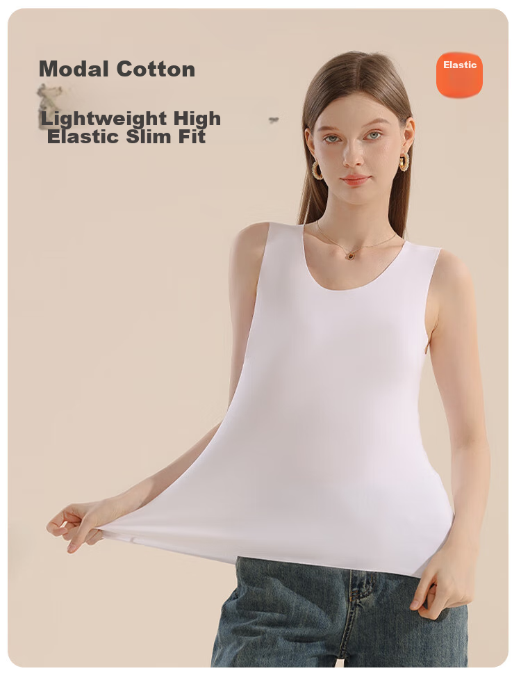 MiiOW New Cotton Modal Women's Thermal Vest, Soft Fleece Heating Silk Seamless Inner Layer Skin-Friendly Base Shirt, Black M 12