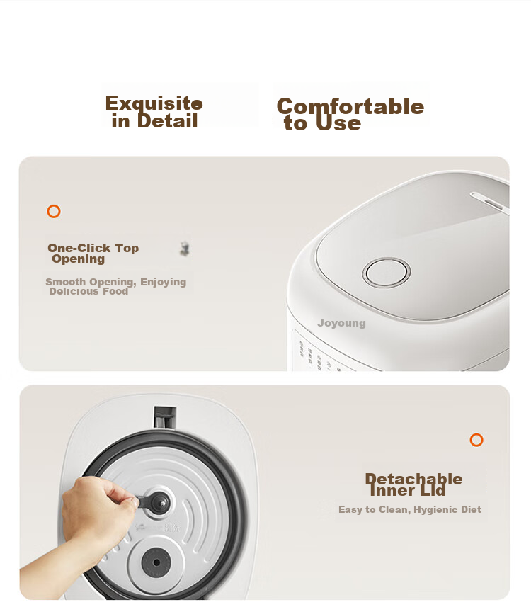 Joyoung 2L 1-2 Person Compact Capacity Rice Cooker, Ceramic Inner Pot with Non-Stick Coating, Dual NTC Temperature Sensing, 3A Grade Excellent Rice, 20FY2 26