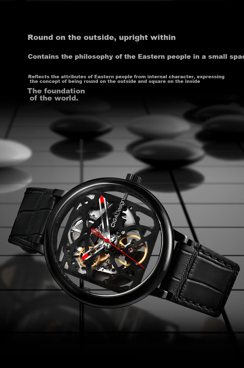 CIGA Design Z Series Square And Round Path Fully Skeletonized Mechanical Watch for Men, Birthday Gift 4