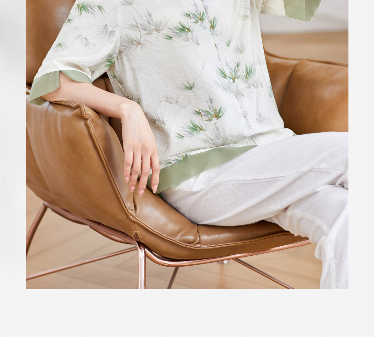 YUZHAOLIN Middle-aged and Elderly Women's Three-Quarter Sleeve Shirt Mom's Blouse Y244C1815 1