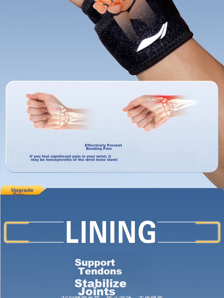 Li-Ning Wrist Guard for Men And Women, Sprain Prevention, Tendonitis Protection Sleeve, Sports F Double Pack (Composite Fabric) 11