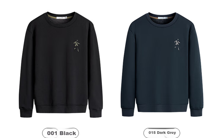 Dancing with Wolves [Long-staple Cotton Lined with Fleece] Autumn Winter Thickened Warm Crewneck Sweatshirt Men's Hoodie 001 Black 170 7