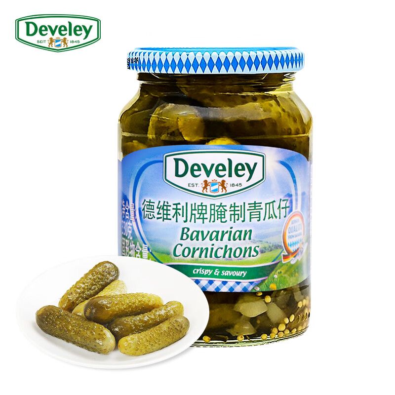 德维利 德国进口青瓜仔330g 俄式腌酸黄瓜俄罗斯风味罐头沙拉三明治配菜