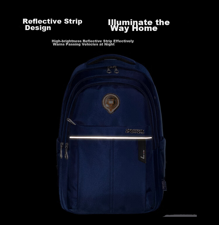 UNIVERSITY OF OXFORD Backpack for Male And Female Middle School Students, High School Students' Shoulder Bag, Lightweight Travel Backpack X1073 Dark Blue 26