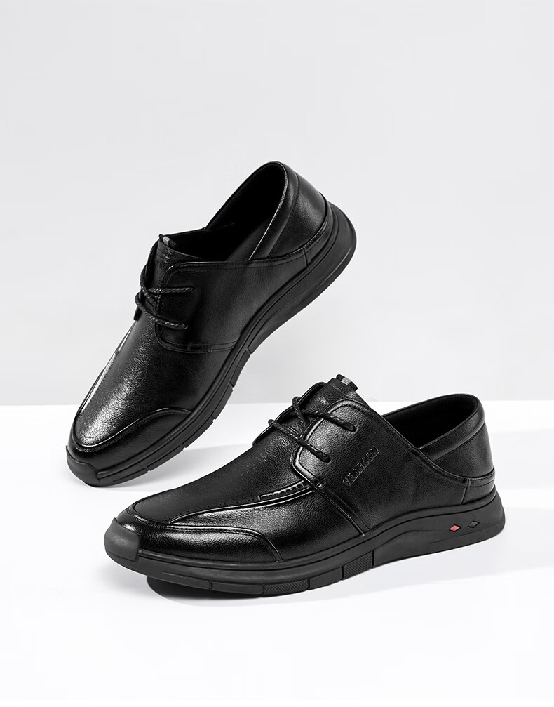 Yierkang Men's Shoes, Soft Sole, Business Casual Comfortable Versatile Dad Casual Leather Shoes, 96860W, Black, Size 43 1