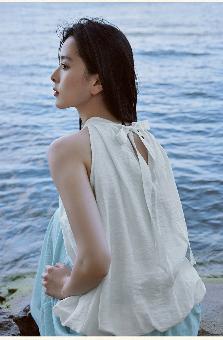 Inman Vacation Style Seaside Print Dress Summer Women's Square Neck Puff Sleeve Waist Cinched Long Dress Glaze Blue S 24