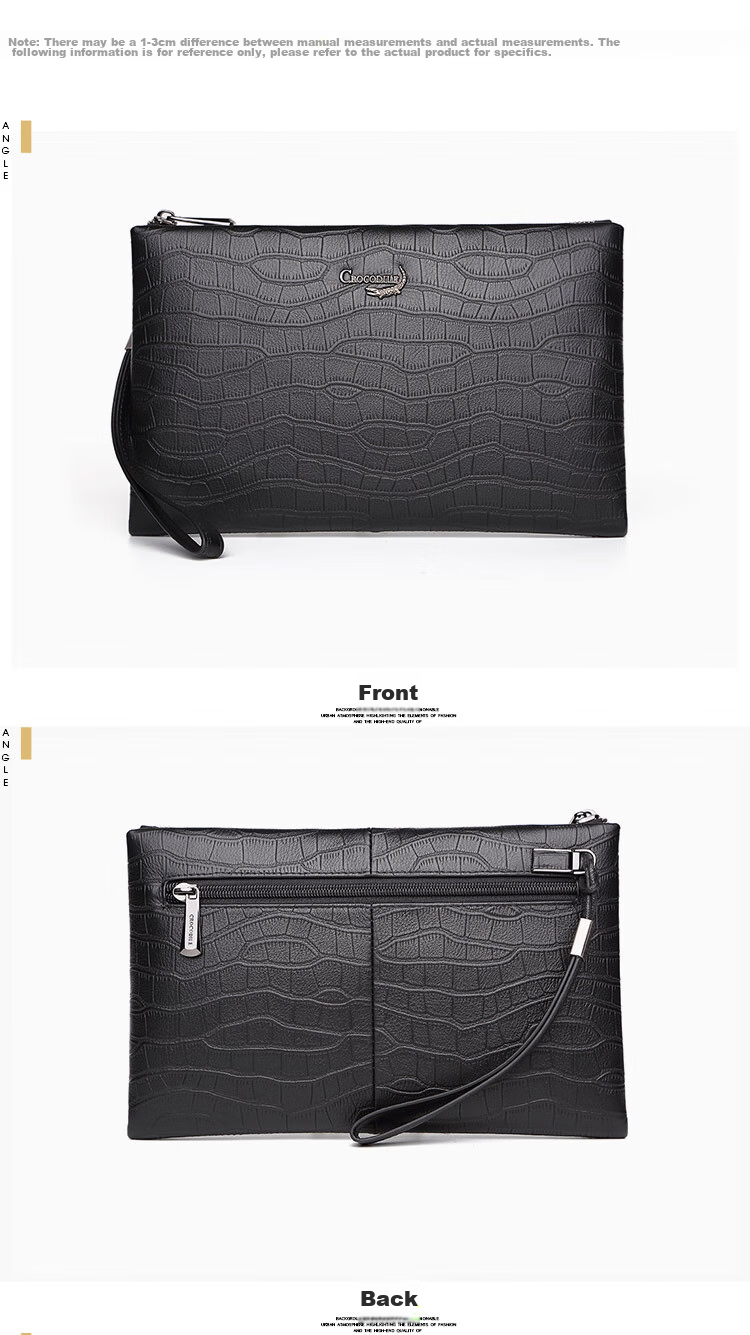 CROCODILE Napa Leather Men's Clutch Bag, Business-Style Handheld Purse, Gift T206 for Boyfriend 10
