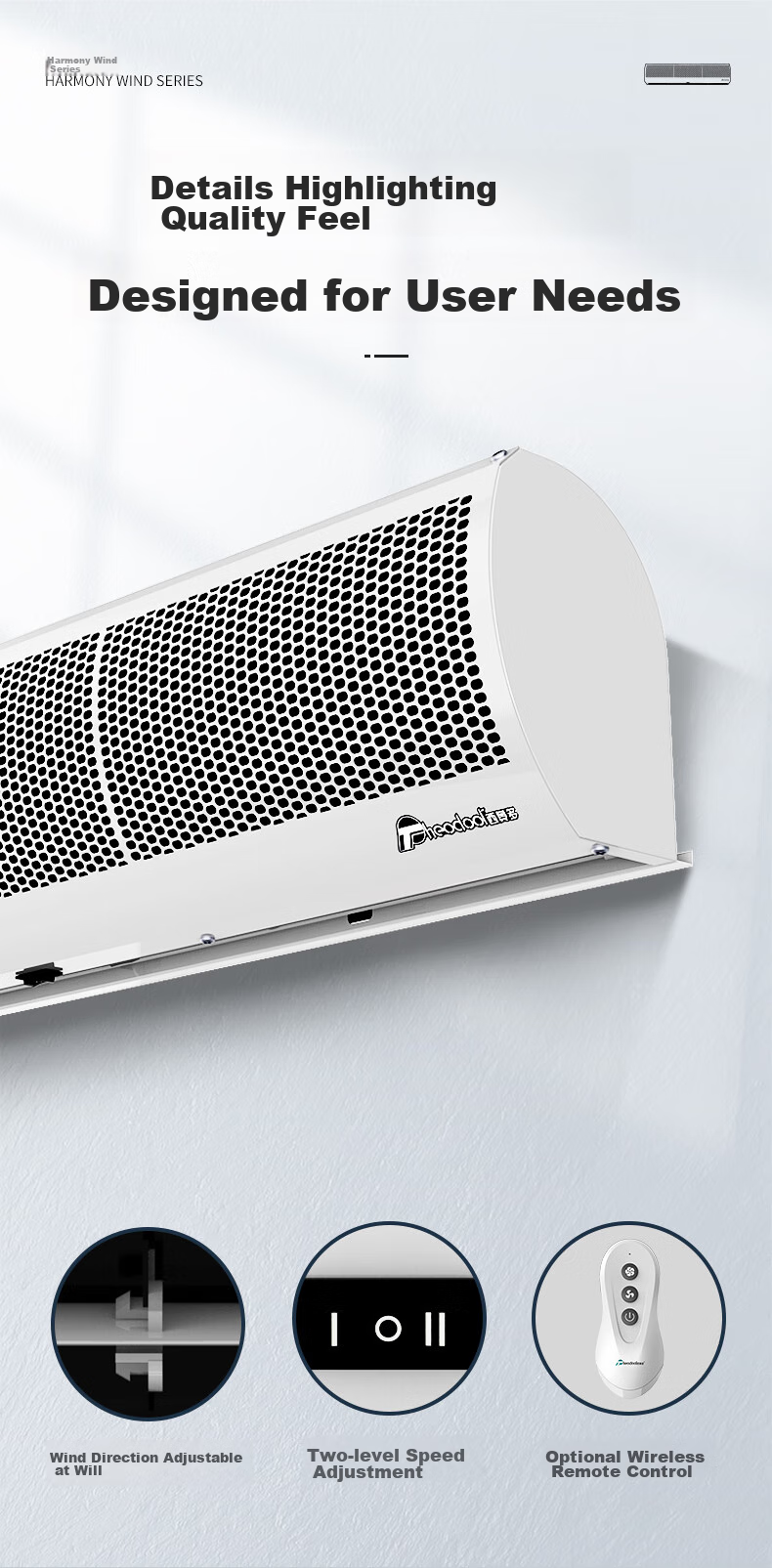 Theodoor Commercial Air Curtain Harmonious Wind Series 1.8m Air Door Curtain High Air Volume FM-3018F 8