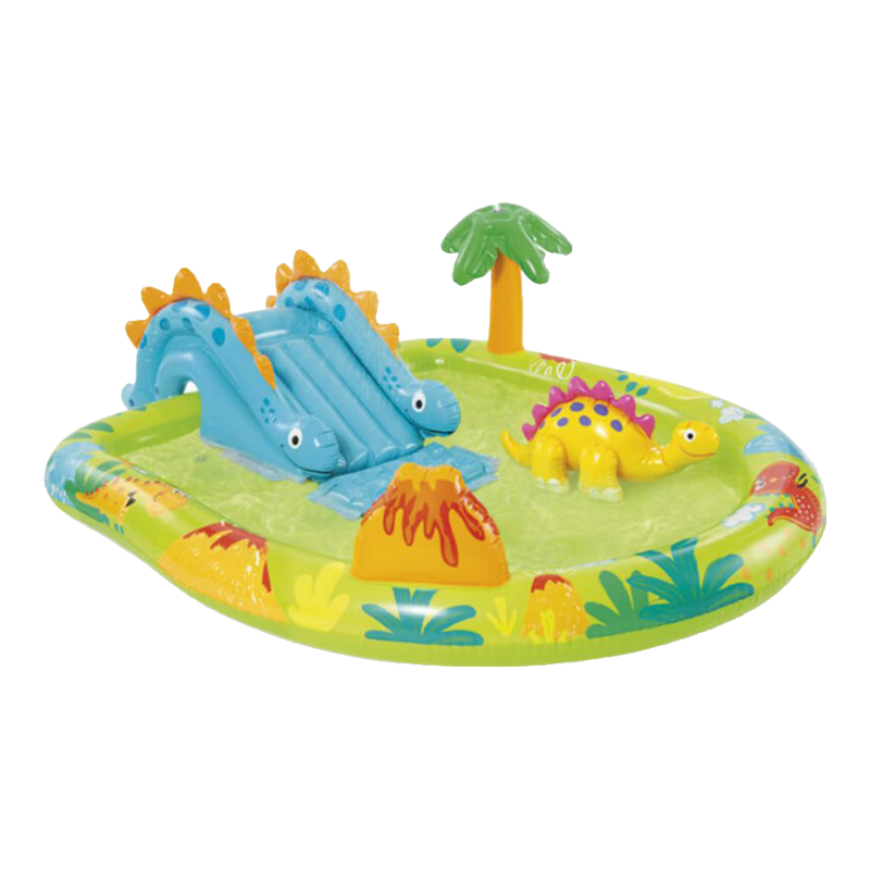 INTEX Volcano Island Dinosaur Park Water Pool, Children's Inflatable Castle Slide Villa Swimming Pool, 191*152cm, 57166