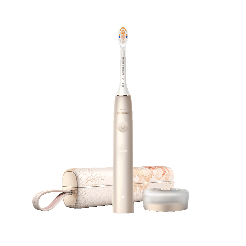 PHILIPS [Teacher's Day Gift] Diamond Ai Electric Toothbrush Koi Limited Edition, One-Button Ai Fully Automatic Adjustment with 5 Smart Chips, Premium Brush Heads HX9997 Gold