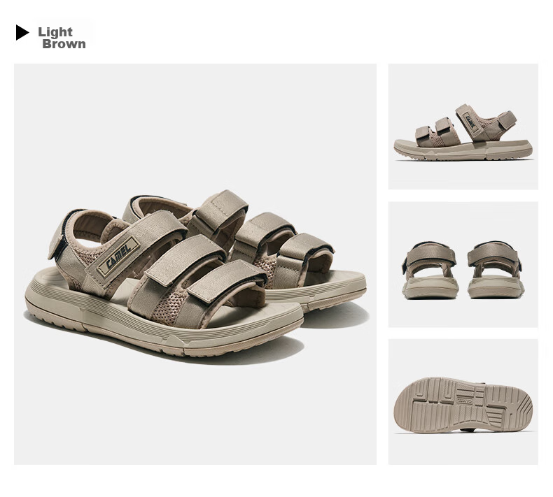 CAMEL Magic Tape Colorblock Beach Sandals Women Sports Casual Shoes X24B16L2029 Black Size 40 9
