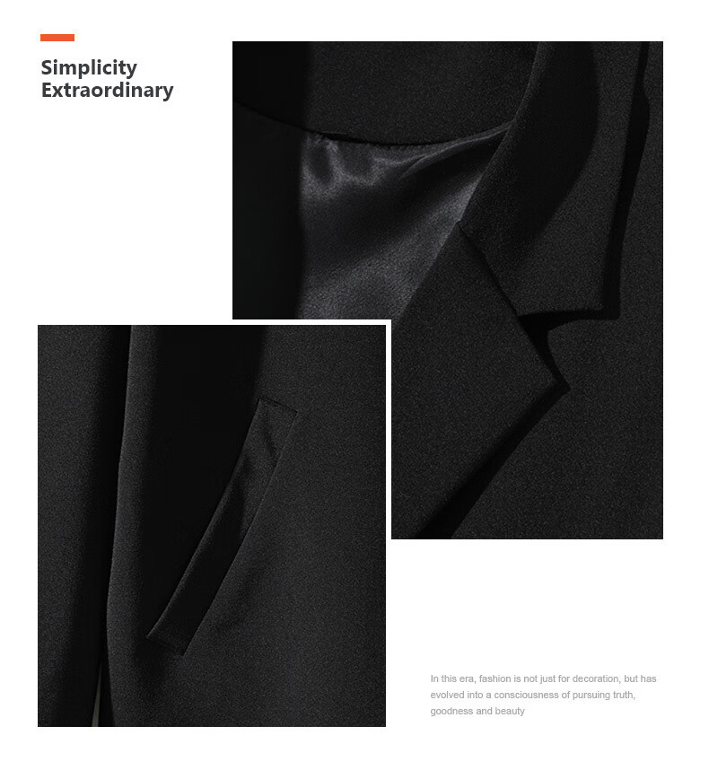 Foss Phil Men's Suit Jacket, Spring And Autumn Loose Casual Versatile DK Uniform Cool Suit Coat XF8001 Black L 2