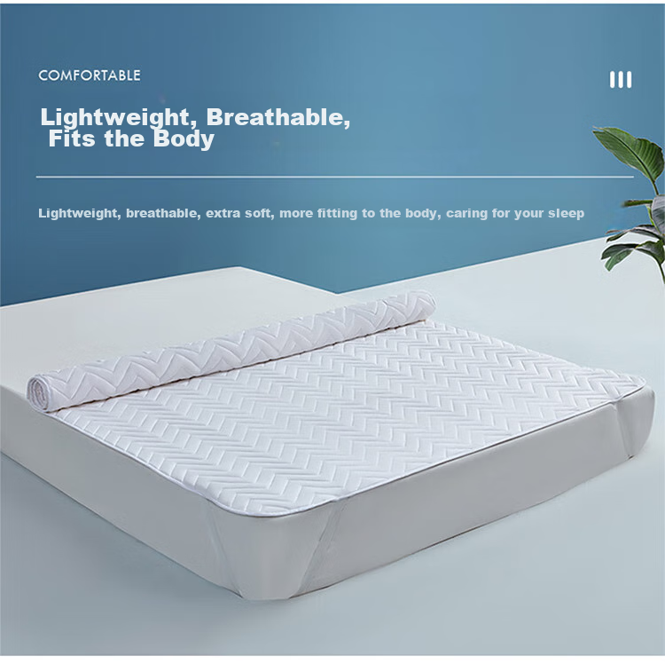 LUOLAI Home Textiles Soybean Mattress Pad, Antibacterial And Anti-Mite Fitted Sheet, Machine Washable Thin Pad, 150*200cm, White 8