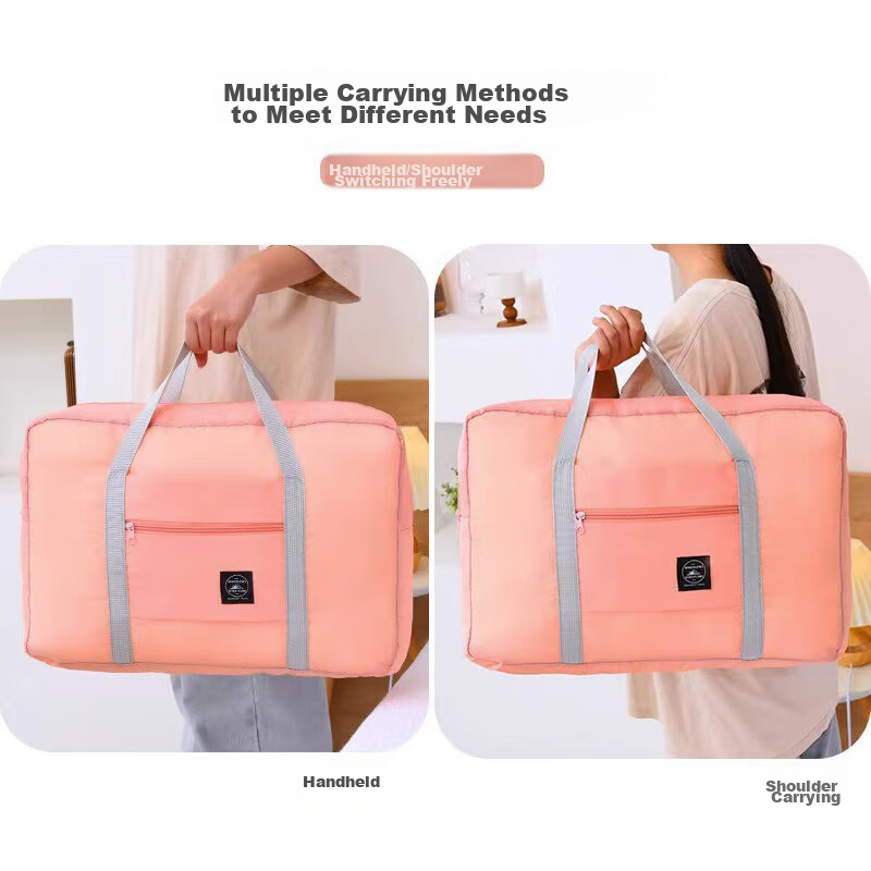 Xinqin Shopping Bag, Foldable Travel Bag, Handheld Storage Bag, Picnic Bag, Portable Shoulder Bag for Travel, Large Size, Pink 7