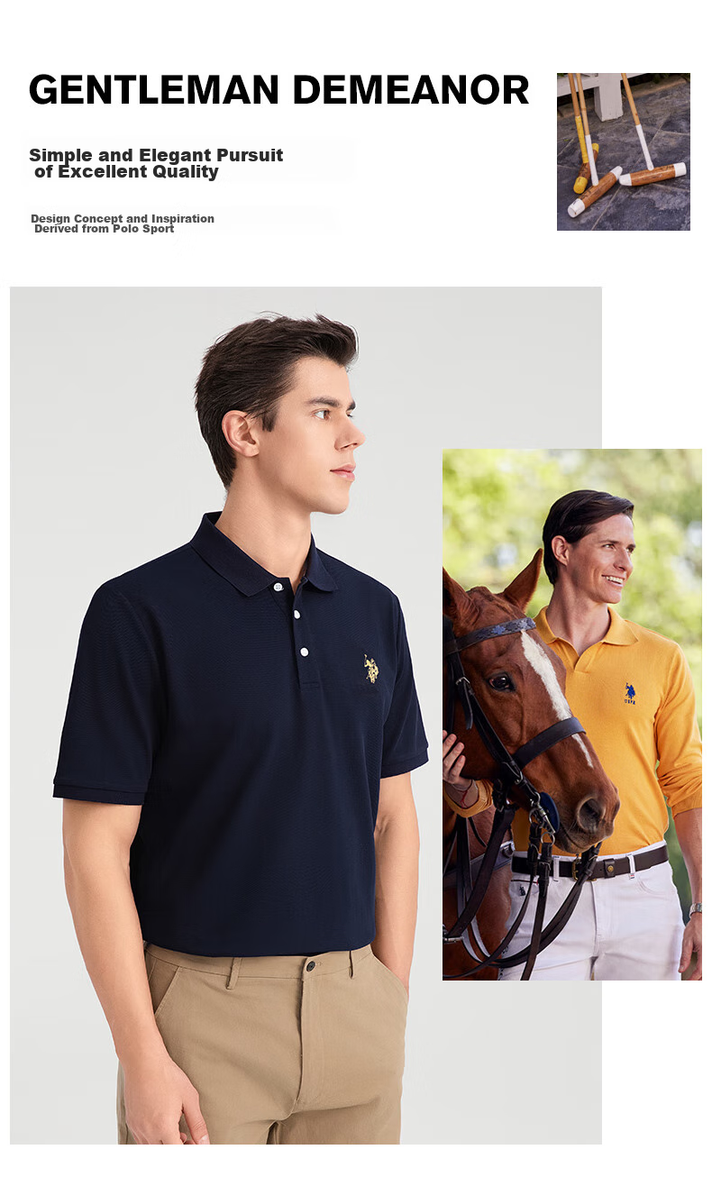 U.S. POLO ASSN. Men's Short Sleeve Polo Shirt Summer Business Casual Collared T-Shirt Black M Father's Day Gift 2