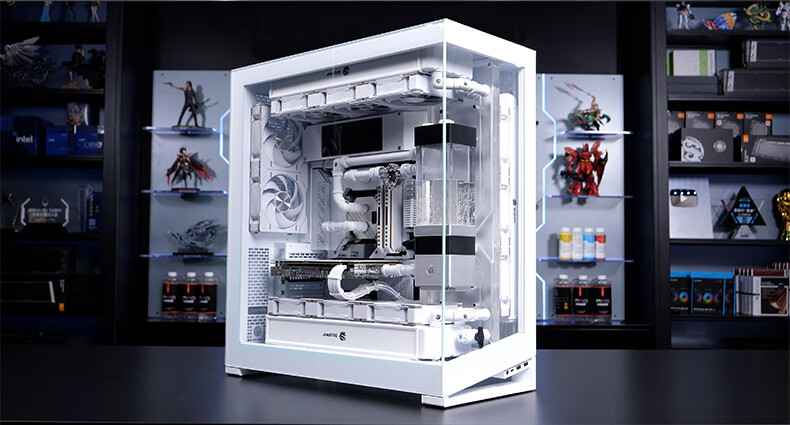 PHANTEKS NV7 White Panoramic View, Pillarless Panoramic Case (Replaceable I/O Ports, Supports 3x360 Water Cooling, ARGB Dual Long Graphics Cards, Dual Channel Light Control) 30