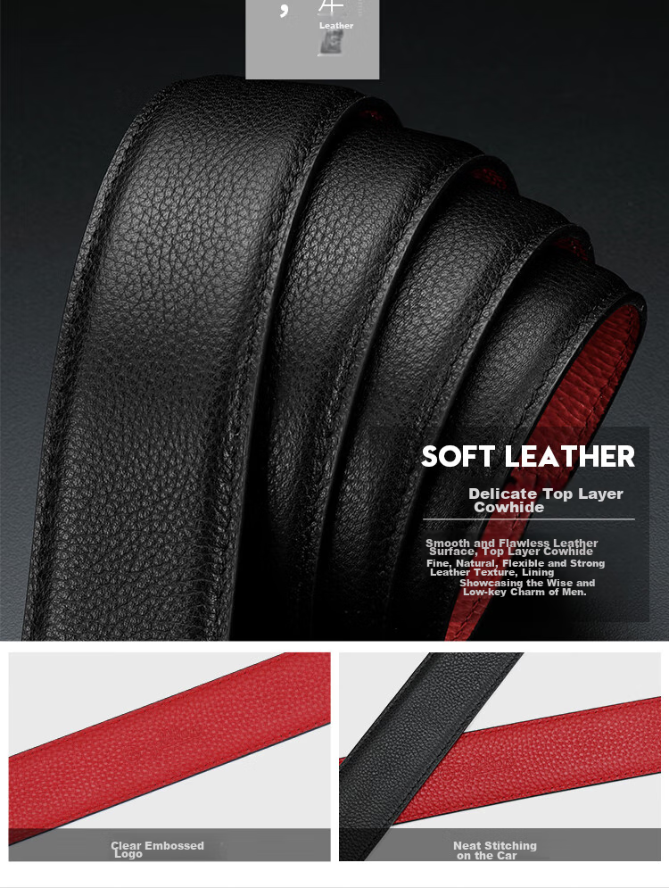 Goldlion Men's Belt, Top-Grain Leather, Automatic Buckle, Red Waistband Gift Box, Zodiac Year Trouser Belt, Birthday Gift 10