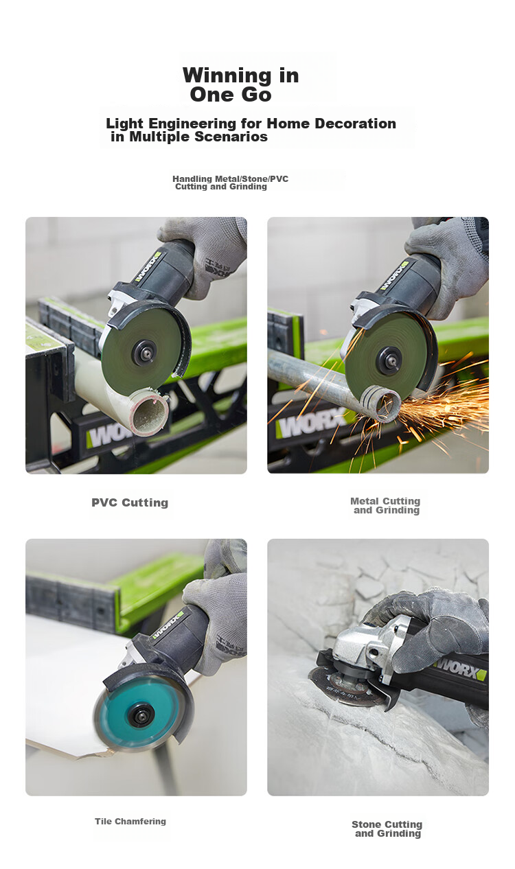 WORX 20V Brushless Lithium-Ion Angle Grinder WU805 (4.0 Dual Battery), Rechargeable Electric Grinding And Cutting Machine, Hand Grinder 2
