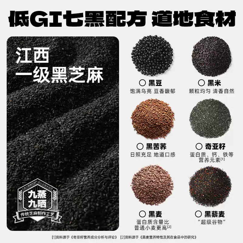 老金磨方【黑金系列】无糖低GI黑芝麻丸450g高钙高蛋白健康零食糕点