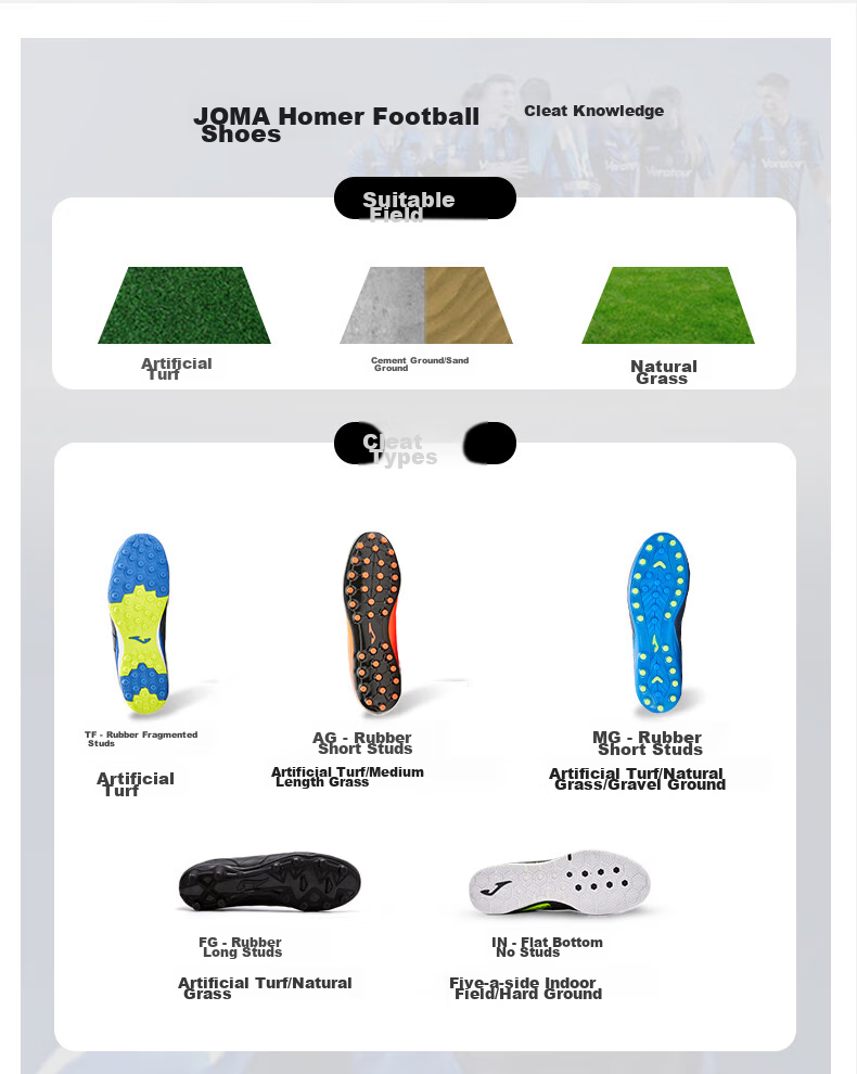 JOMA Children's Soccer Shoes TF Turf Studs Youth Student Grass Field Football Training Shoes, Silver Lake Blue, Size 30 13