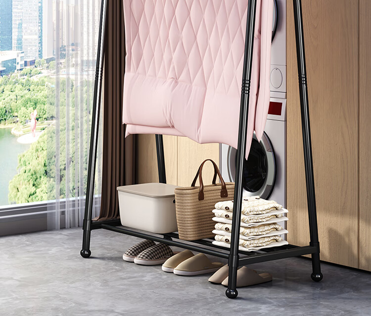Yicainianhua Floor-Standing Coat Rack, Bedroom Clothes Hanger, Storage Rack, Large Garment Stand, Double-Pole Simple Coat Rack, 2236GDB 20