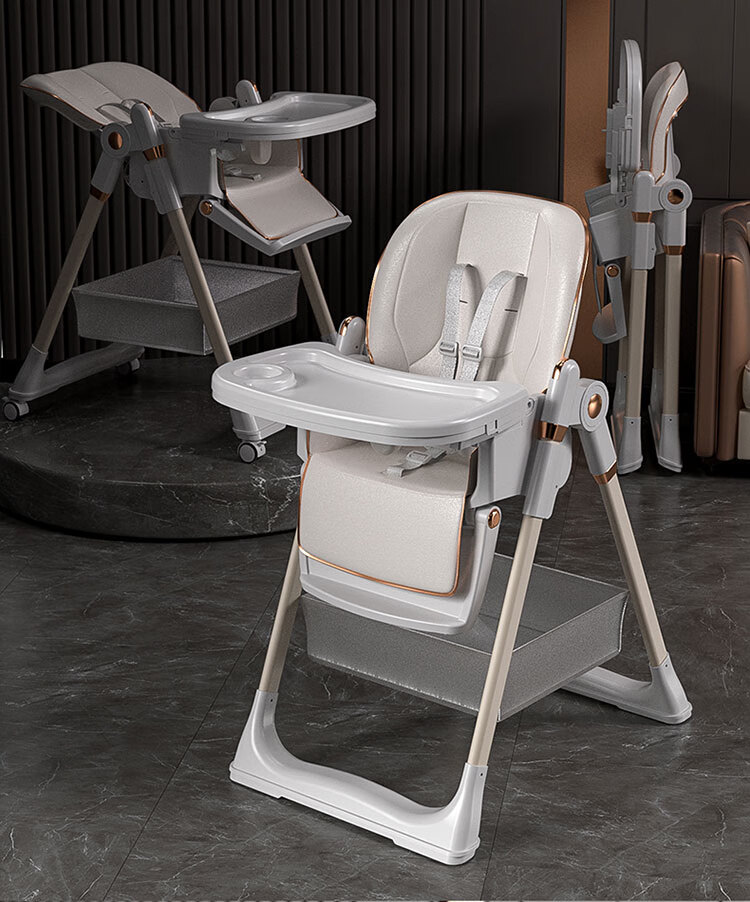 Hilibab Baby High Chair, Infant Dining Chair, Foldable And Portable, Multifunctional with Adjustable Backrest, Suitable for Learning to Eat And Sit 3