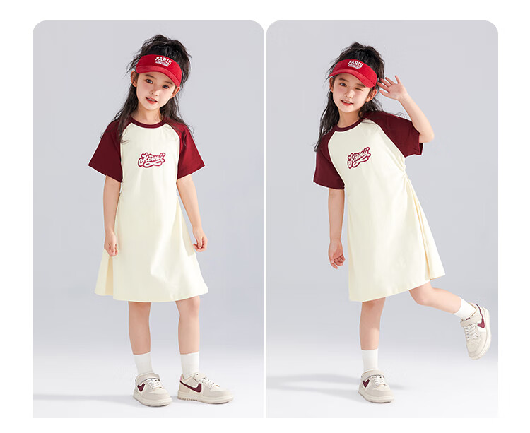 QQ DUCK Children's Clothing Girls' Short-Sleeve Dress Baseball Dress Youth Clothing Holiday Sports Dark Blue; 160 15