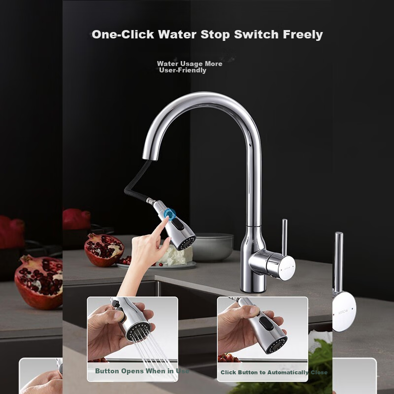 ARROW Multi-Functional Pull-Out Kitchen Faucet with Brass Valve Core Seat for Hot And Cold Water, Household Sink And Vegetable Washing Faucet 1